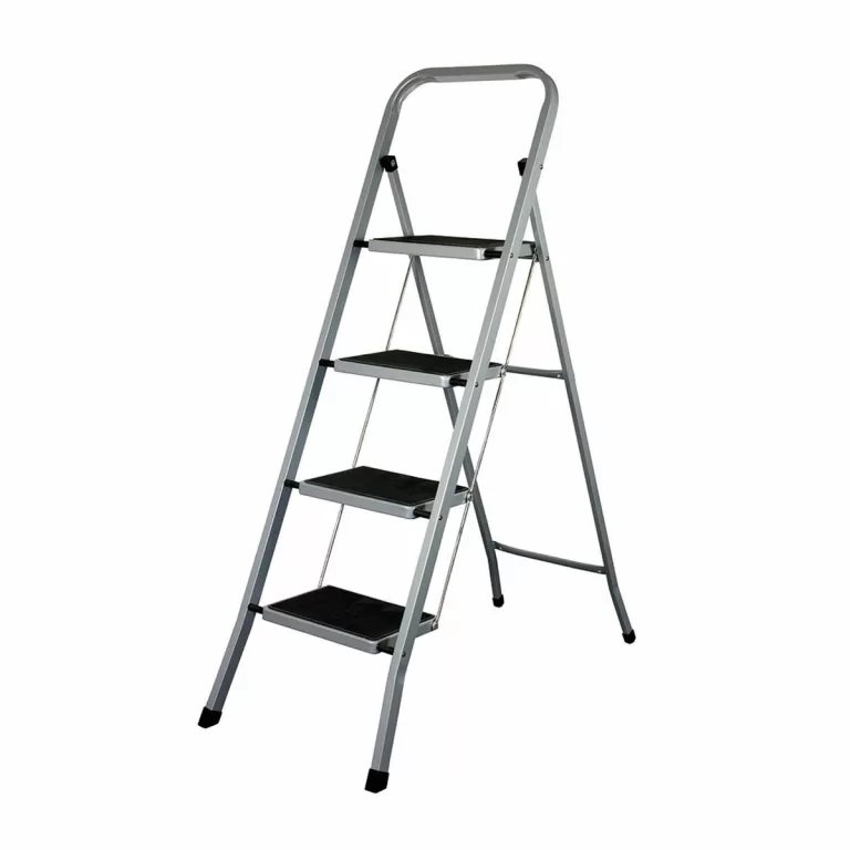 Opvouwbare ladder met 4 tredes EDM Grijs Staal (47 x 89 x 128 cm)