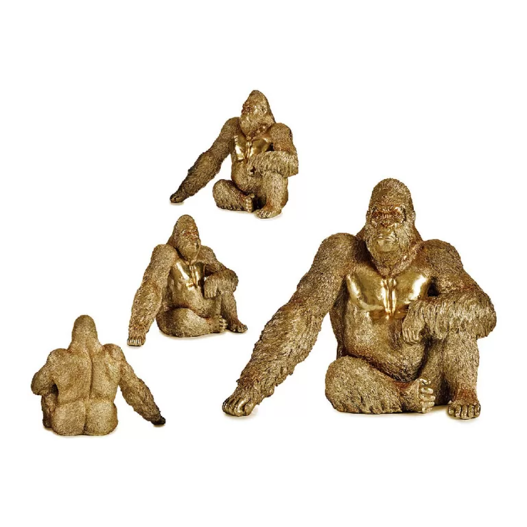 Decoratieve figuren Gorilla Gouden Hars (36 x 50 x 62 cm)