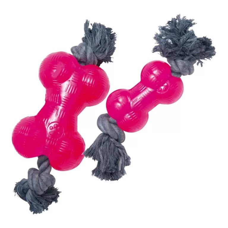 Kauwspeelgoed voor honden Gloria TPR Met touw Roze Maat M (14 cm)