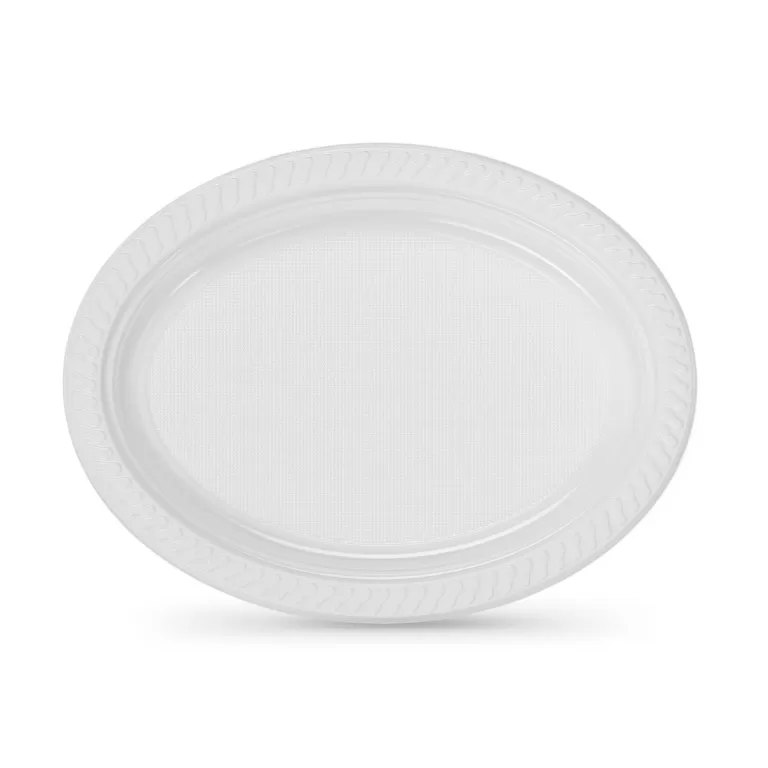 Set van herbruikbare borden Algon Wit 27 x 21 cm Plastic Ovalen 6 Stuks