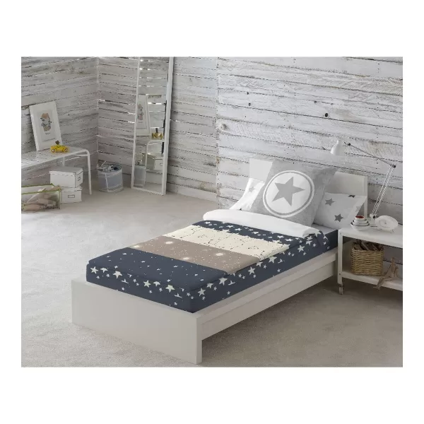 Gewatteerd beddengoed met ritssluiting Cool Kids Indigo (Bed van 90) (90 x 190/200 cm)