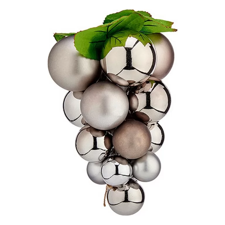 Kerstballen Klein Druiven Zilverkleurig Plastic 14 x 14 x 25 cm