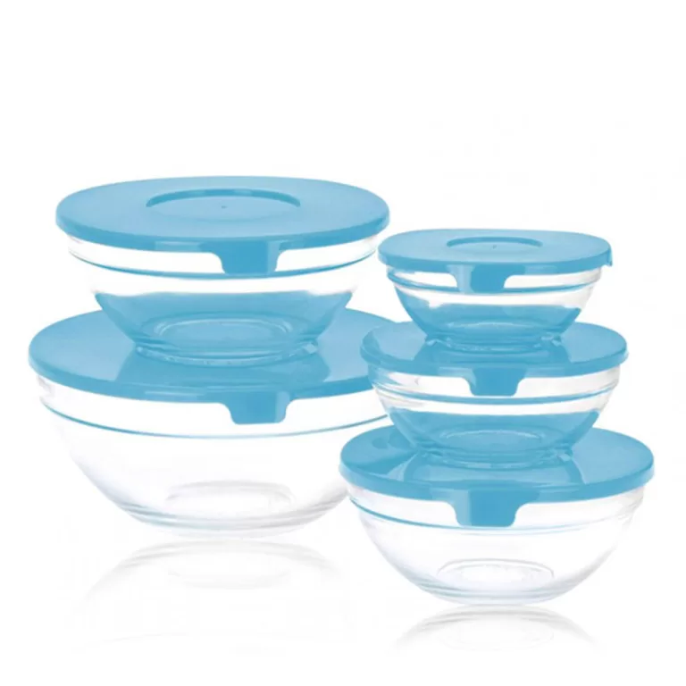 Set 5 Lunchboxen Glass EH Blauw Transparant