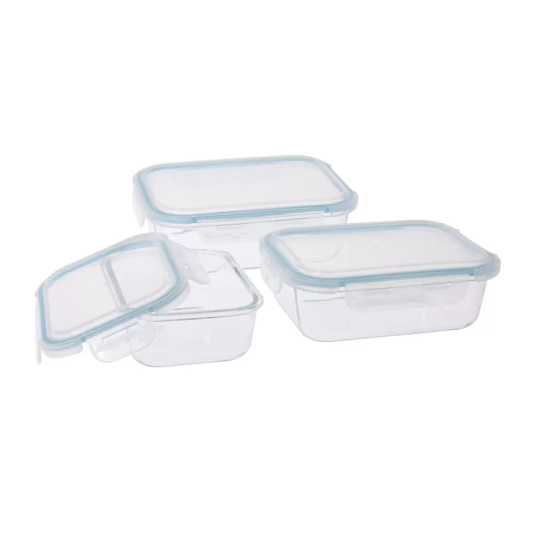Set Lunchboxen Glas Polypropyleen 3 Onderdelen