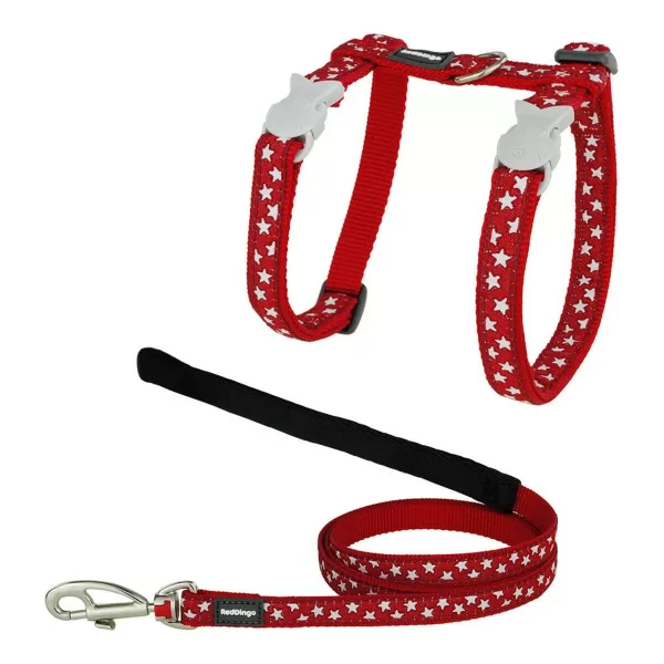 Kattentuigje Red Dingo Style Rood Ster Wit Riem