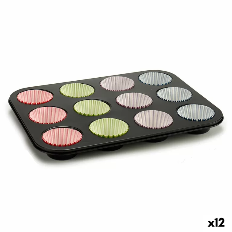 Bakplaat voor Muffins Multicolour Ovenschaal (7 x 7 x 3 cm) (35 x 3 x 26