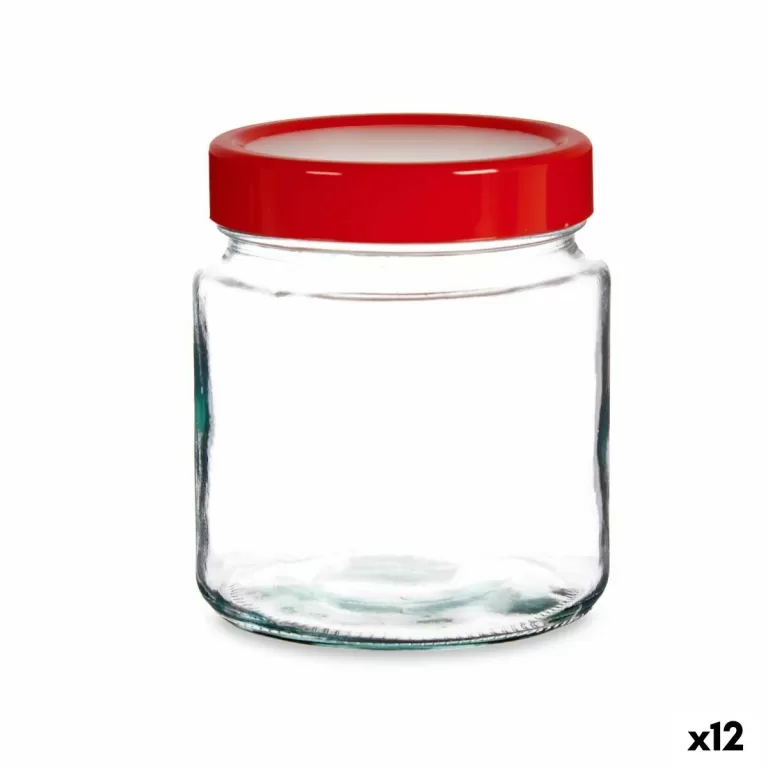 Tin Rood Transparant Glas Polypropyleen (1 L) (12 Stuks)