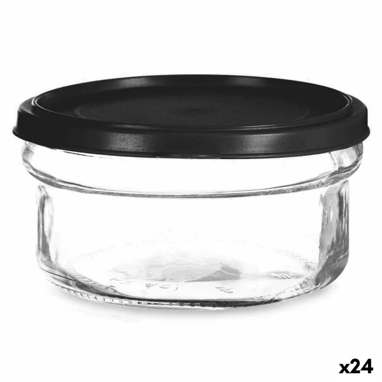 Ronde Lunchtrommel met Deksel Zwart Transparant Plastic Glas 12 x 6 x 12 cm 415 ml