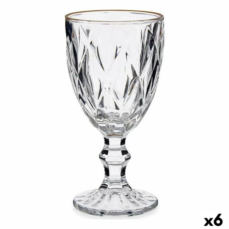Wijnglas Gouden Transparant Glas 6 Stuks (330 ml)