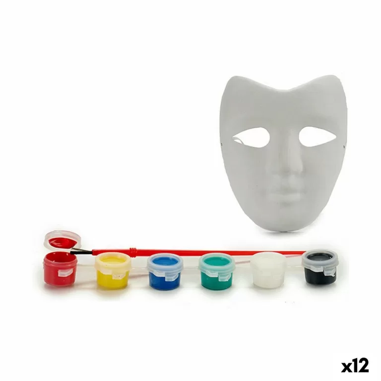 Knutselset Masker Wit Plastic (12 Stuks)