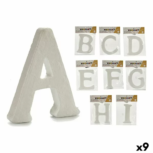 Letters ABCDEFGHI Wit polyestyreen 2 x 23 x 17 cm (9 Stuks)