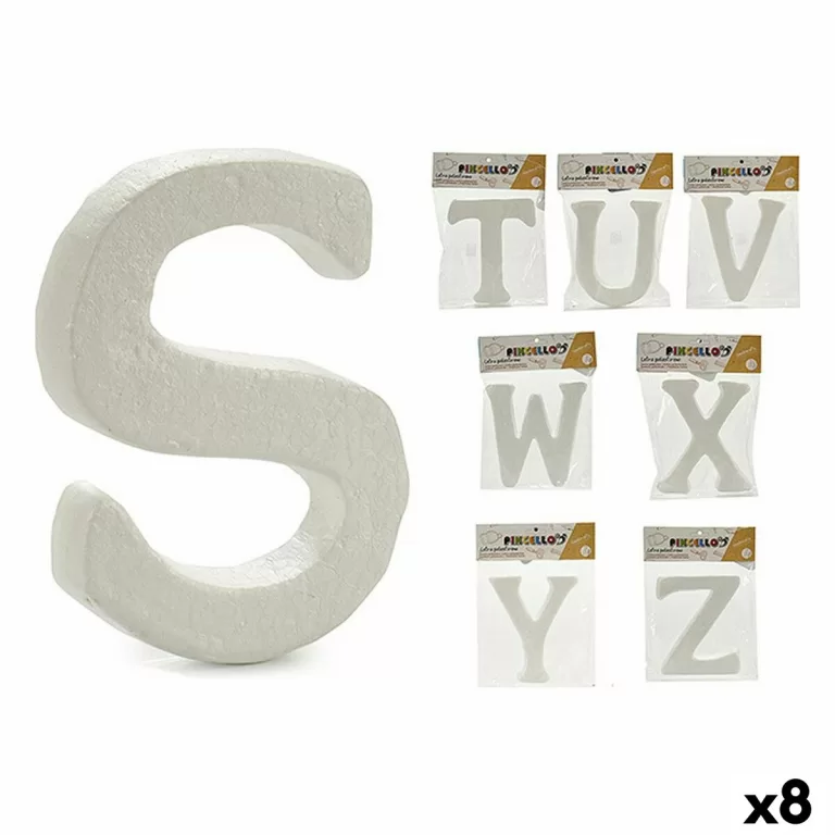 Letters STUVWXYZ Wit polyestyreen 2 x 23 x 17 cm (8 Stuks)