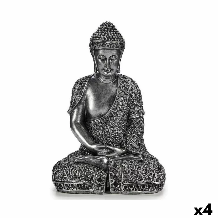 Decoratieve figuren Boeddha Zittend Zilverkleurig 17 x 32