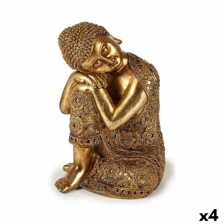 Decoratieve figuren Boeddha Zittend Gouden 20 x 30 x 20 cm (4 Stuks)