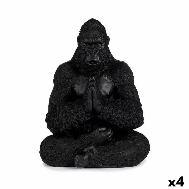 Decoratieve figuren Gorilla Yoga Zwart 16 x 28 x 22 cm (4 Stuks)