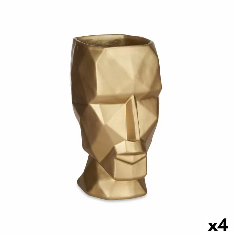 Vaas 3D Gezicht Gouden Polyresin 12 x 24