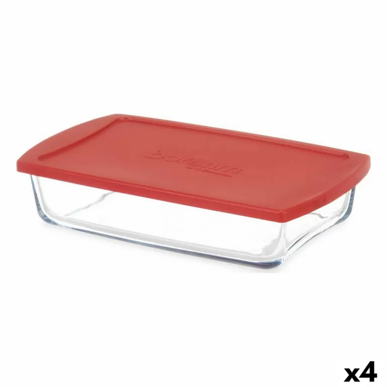 Lunchbox Borcam Rood Transparant Borosilicaatglas 1