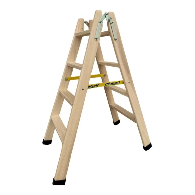 Opvouwbare ladder met 4 tredes Plabell Hout 114 x 31/48 cm