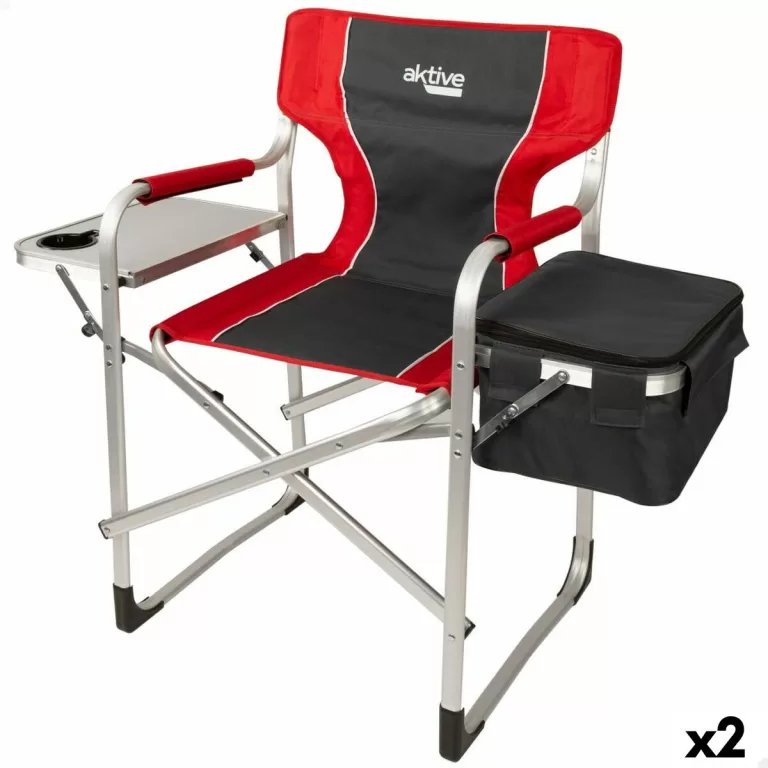 Inklapbare campingstoel Aktive Grijs Rood 61 x 92 x 52 cm (2 Stuks)