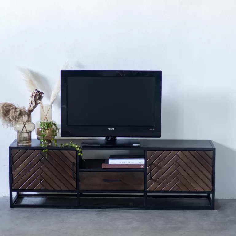 Tv-meubel Isa Bruin Visgraat 165cm Mangohout - Giga Meubel | Flickmyhouse