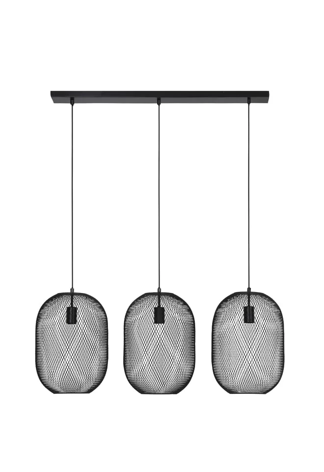Light & Living Hanglamp Reilley 3-Lamps - Mat Zwart | Flickmyhouse