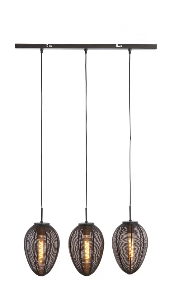 Light & Living Hanglamp Yaelle 3-Lamps - Mat Zwart | Flickmyhouse
