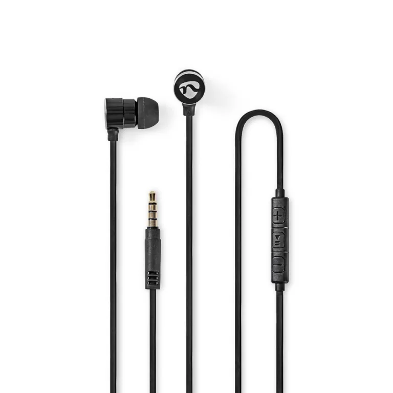 Nedis HPWD5020BK Wired Headphones 1.2m Flat Cable In-ear Built-in Microphone Aluminium Black
