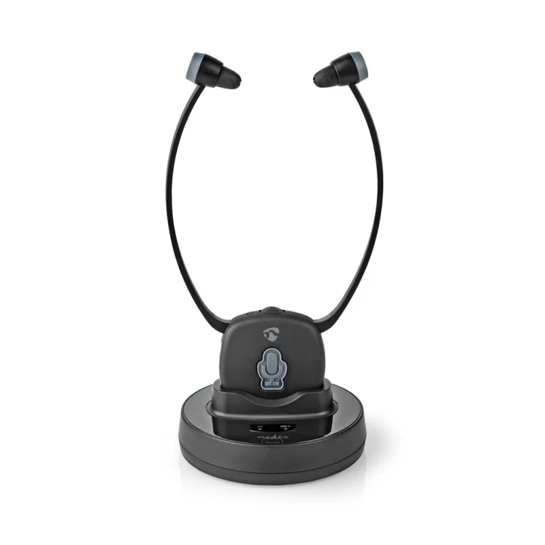Nedis HPRF021BK Draadloze Tv-koptelefoon Rf In-ear Maximale Batterijduur: 7 Hrs 25 M Digitale Audio Laadstation Balanscontrole Slechthorenden Ondersteuning Zwart