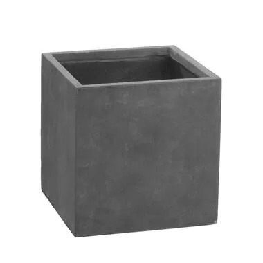Bloempot vierkant Clay - zwart - 25x25x25 cm - Leen Bakker