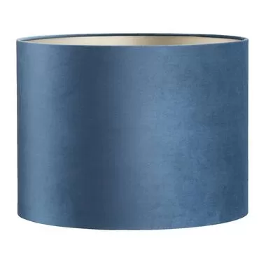 Kap Cilinder - blauw velours - 30xØ40 cm - Leen Bakker
