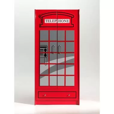 Vipack 2-deurs kledingkast Telefooncel London - rood - 190x90x56 cm - Leen Bakker