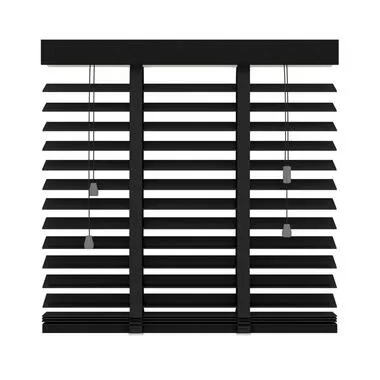 Jaloezie hout 50 mm - mat zwart - 80x180 cm - Leen Bakker