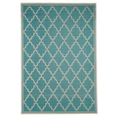 Floorita binnen/buitenvloerkleed Intreccio - turquoise - 200x290 cm - Leen Bakker