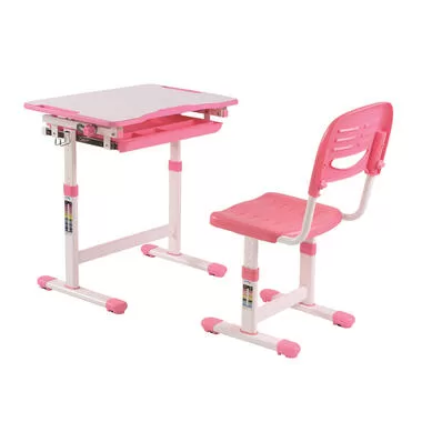 Vipack kinderbureau Comfortline met stoel - roze - 66x47x54/76 cm - Leen Bakker