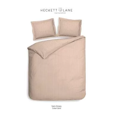 Heckett & Lane dekbedovertrek Uni Stripe - beige - 140x220 cm - Leen Bakker