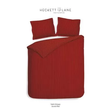 Heckett & Lane dekbedovertrek Uni Stripe - rood - 140x220 cm - Leen Bakker