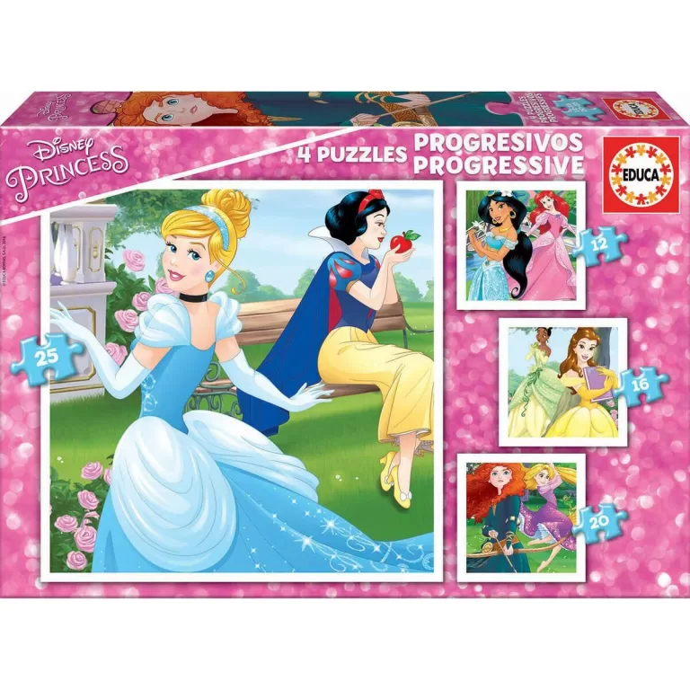 Set van 4 Puzzels   Princesses Disney Magical         16 x 16 cm