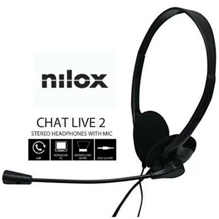 Hoofdtelefoon met microfoon Nilox NXCM0000004 Zwart