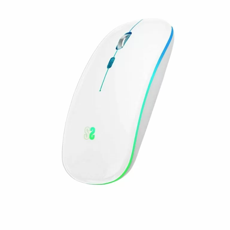Draadloze Bluetooth-muis Subblim Ratón Inalámbrico Bluetooth + RF RGB LED Dual Flat Mouse White