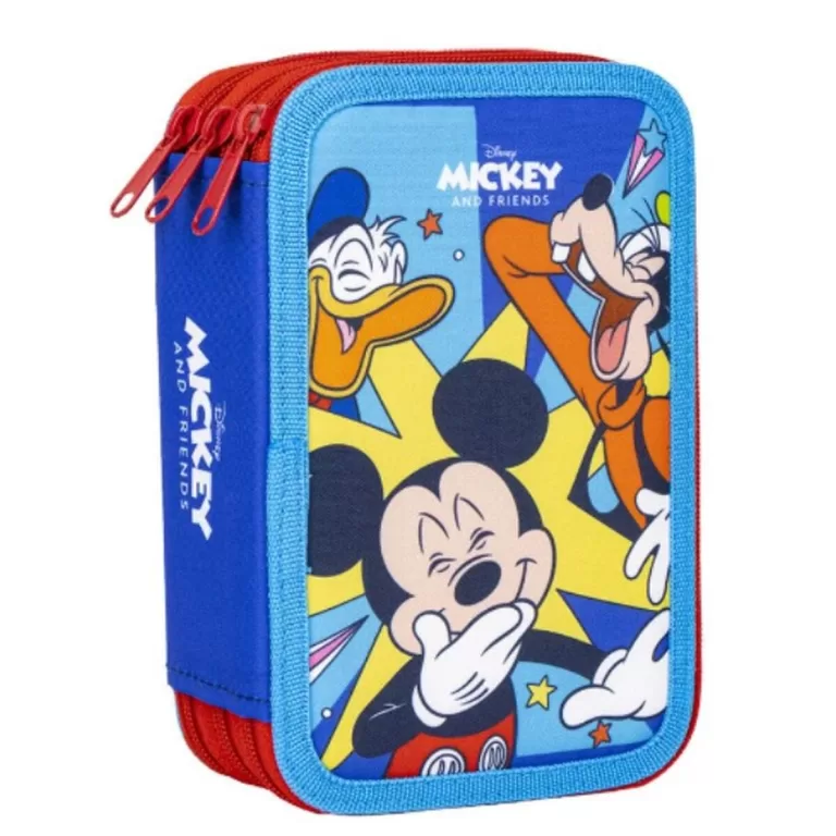 Driedubbele Pennenzak Mickey Mouse Rood 13 x 7