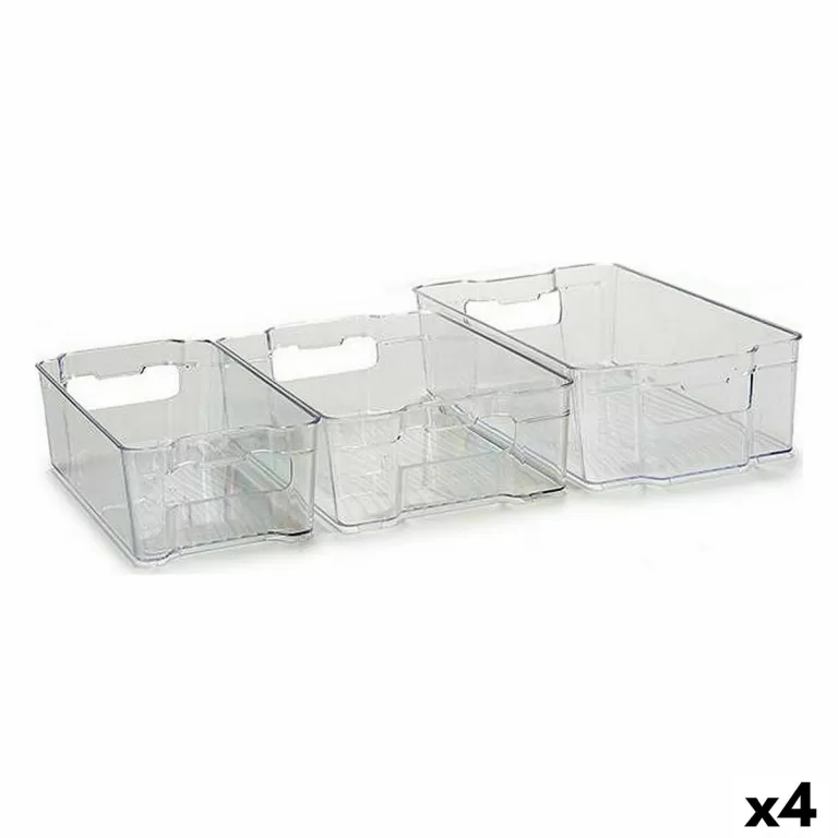Set opbergbakjes Koelkast 3 Onderdelen Transparant Plastic (4 Stuks)