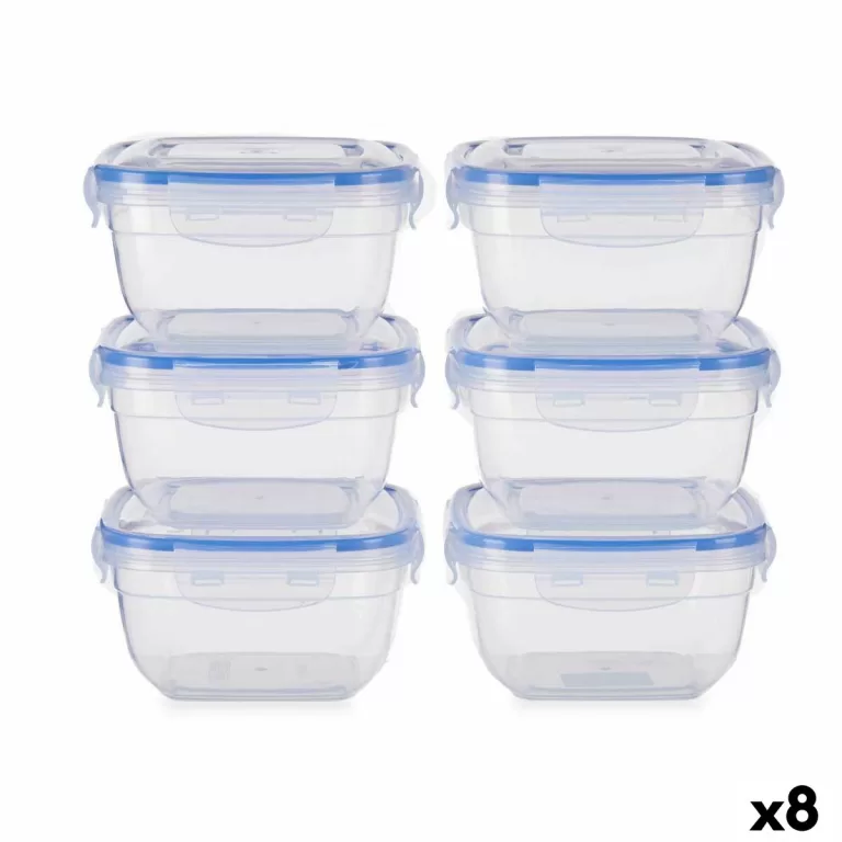 Set Lunchboxen Hermetisch Blauw Transparant Plastic 900 ml 14