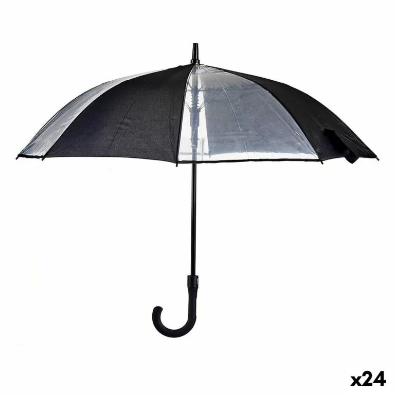 Paraplu Zwart Transparant Metaal Stof 96 x 96 x 84