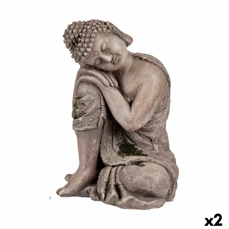 Decoratief tuinfiguur Boeddha Polyresin 23 x 34 x 28 cm (2 Stuks)