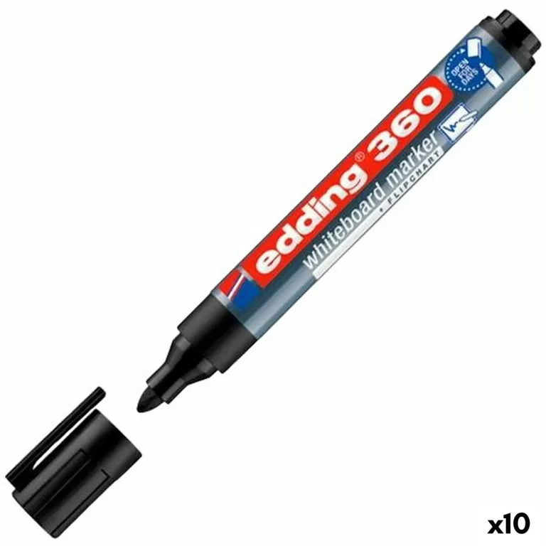 Whiteboard-marker Edding 360 Herlaadbaar Zwart (10 Stuks)
