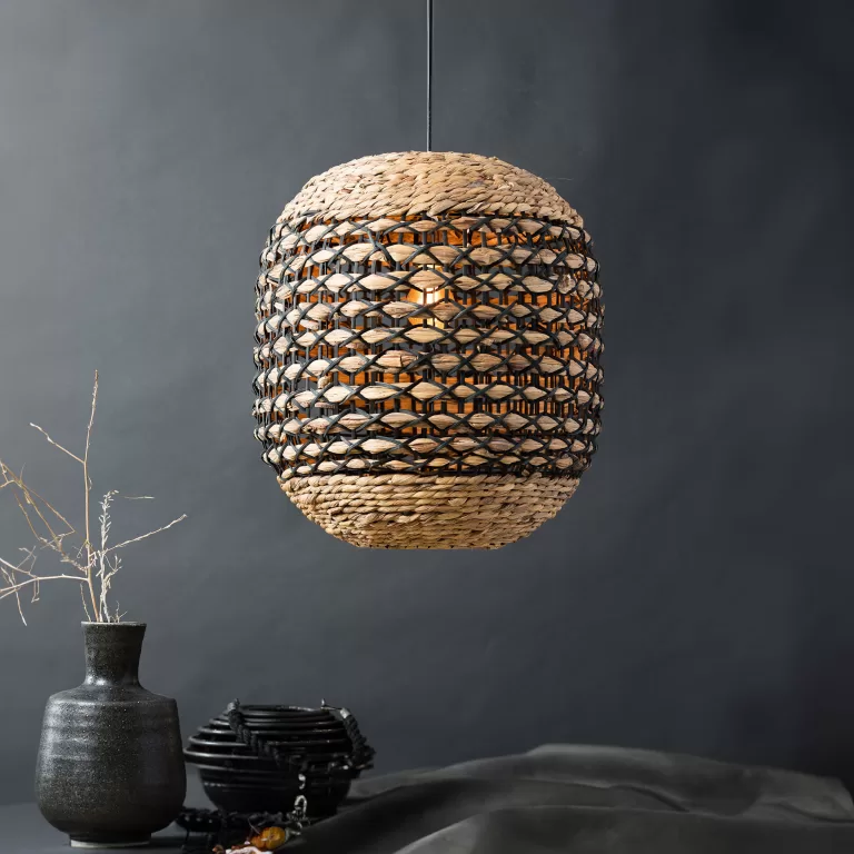 Light & Living Hanglamp Tripoli Rotan - Zwart | Flickmyhouse