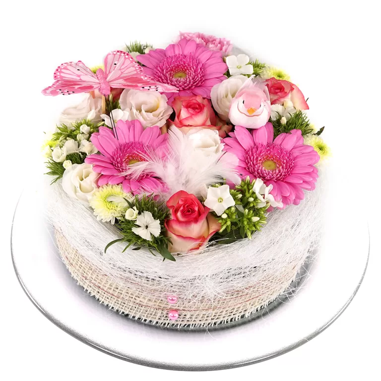Roze wit pastel bloementaart online kopen | Flickmyhouse marketplace