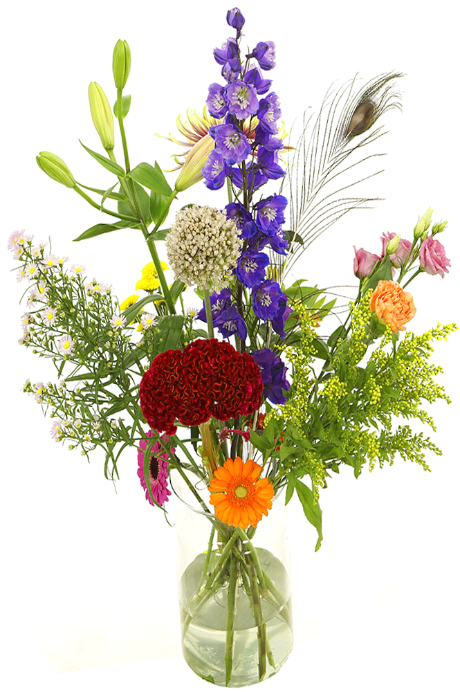 Bonte bloemen in glazen vaas | Flickmyhouse marketplace