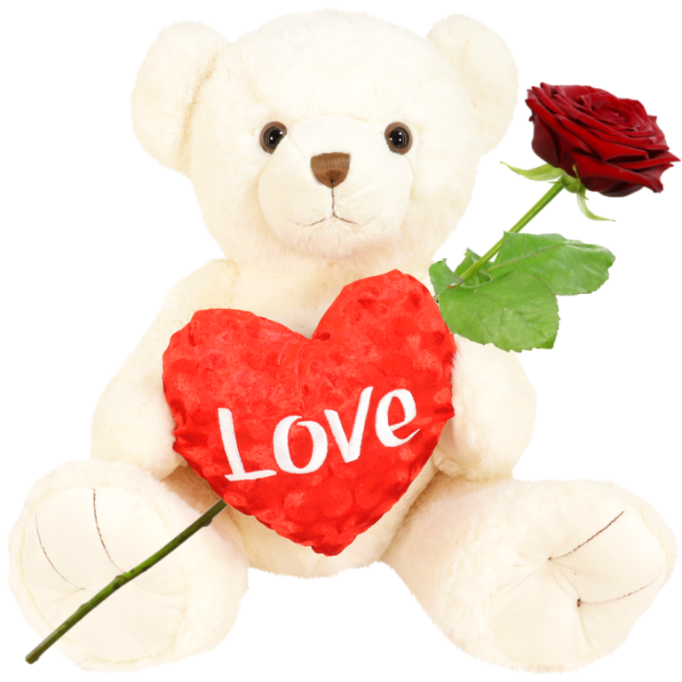 Grote witte knuffelbeer met rood Love hart | Flickmyhouse marketplace