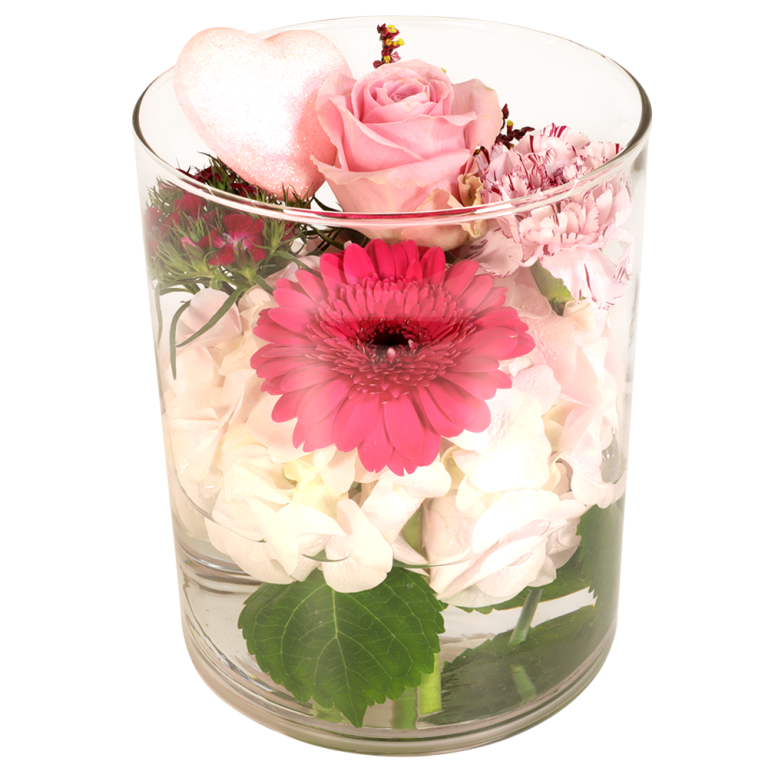 Roze moederdag bloemen in glazen vaas | Flickmyhouse marketplace
